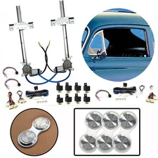 2 Door Flat Glass Window Kit Non-Lighted Retro Silver Billet Aluminum Switches