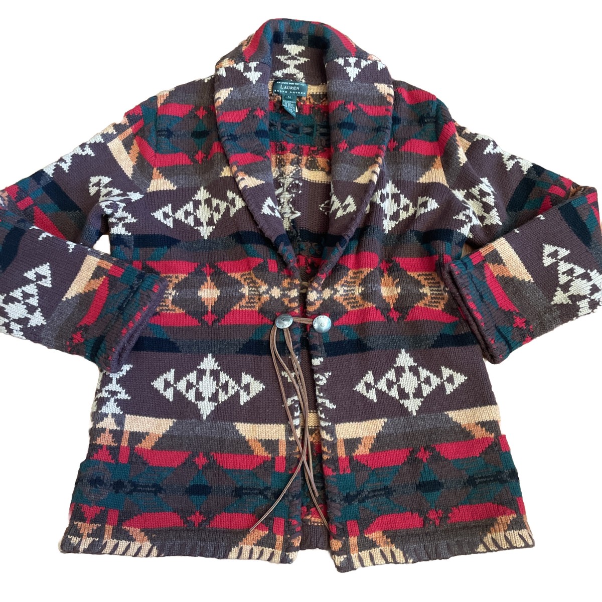 166 Hand Knit Ralph Lauren Southwest Navajo Blanket Aztec Sweater