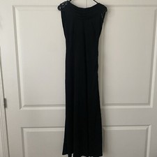 David Meister Maxi Length Cocktail Bedazzled Shoulder Black Cowl Dress Sz 4 Y2K