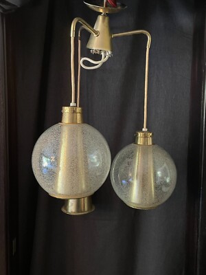 Vintage MCM Hanging Glass Globe pendant light fixture