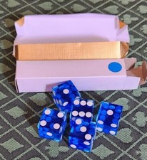 Professional Casino Dice, 19mm, Sharp Edges, Set of 5 - Precision Dice, Blue