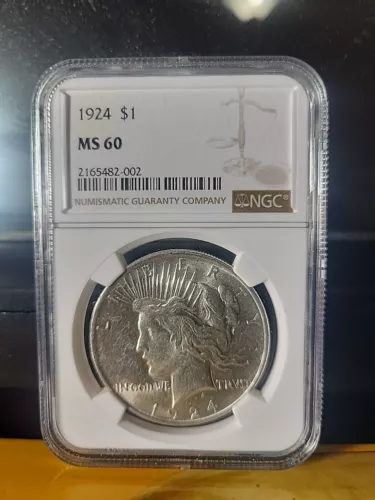💰  1924 Peace Dollar NGC MS 60 - Set Builder