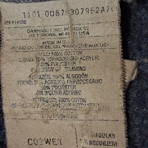 Carhartt Chore Coat Blanket Lined Tan Duck Canvas Thrashed Distressed Made USA image 3