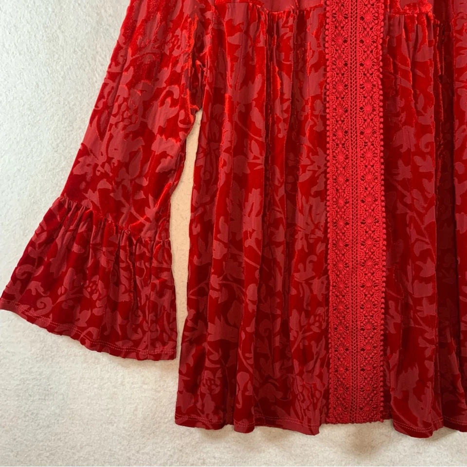 Top John Paul Richard Mujer Terciopelo Burnout Talla S Boho Crochet Holiday Regency Foto 3 de 4