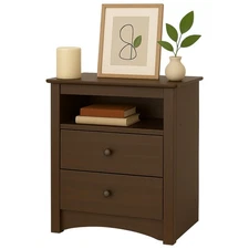 Sonoma 2 Drawer Nightstand: Elegant Bedroom Furniture, Bedside Table with Ope...