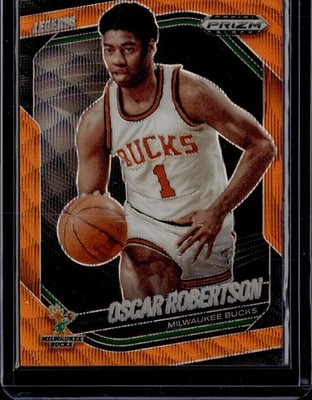 Oscar Robertson 2024-25 Panini Prizm Black #296 Orange Wave Prizm /60