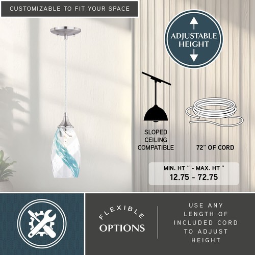 Vaxcel Lighting P0278 Nickel Milano Single Light 5"W Pendant With A Glass Shade - Picture 7 of 9