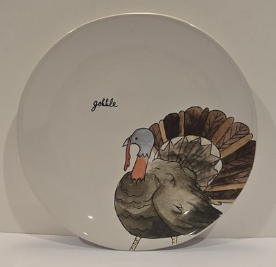 Rae Dunn ''Gobble'' 8 Inch Turkey Plate By Magenta Exc Cond Used