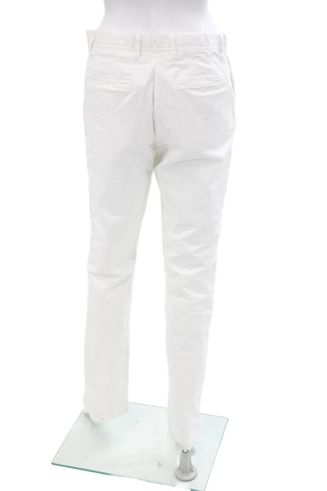 Pantalones de mujer Reiss de algodón de tiro alto ajustados de pierna recta blancos talla 30 Foto 3 de 4