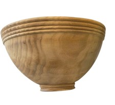 Hand Turned Wood Wooden Bowl Raw Organic Handcrafted Grain Ridged Accent