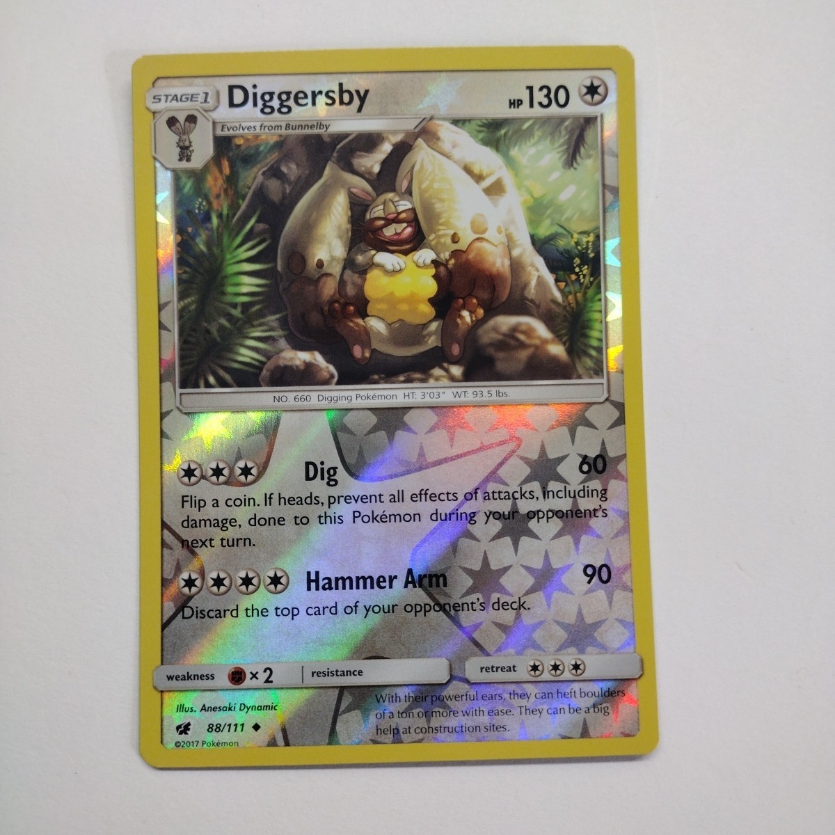 Pokemon Diggersby SM - Crimson Invasion 88/111 Near Mint NM Reverse Holo