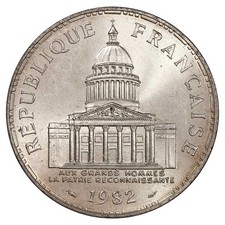 Frankreich 100 Francs 1982 Panth&eacute;on SUP Silber M&uuml;nze F.451/2 Gad.898 KM.951