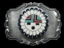 RL07115 VINTAGE 1970s  SUN GOD  SOUTHWESTERN DESIGN ART BELT BUCKLE