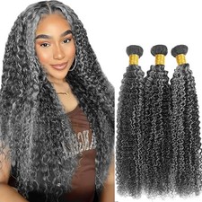 28 30 32 Inch Ombre P1bgrey Kinky Curly Brazilian Virgin Hair 3 Bundles 300g