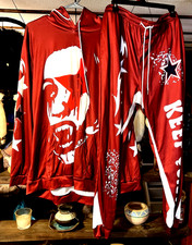 Burgandy Hooded Jogger Leisure Sweat Suit Set Men Size 2XL Unisex Sportswear