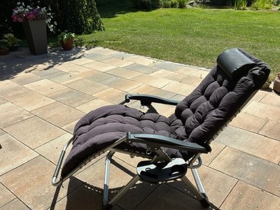 tectake Gartenliege mit Kopfpolster - Schwarz, 4-stufig (403415)
