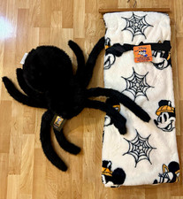 Disney Mickey Minnie Mouse Throw Blanket 50x70in AND Curious NY Plush Spider