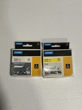 DYMO RHINO INDUSTIRAL LABELS VINYL 12MM 1/2 “ BLACK/WHITE & BLACK/YELLOW 2 Pack