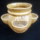 Vintage McCoy Pottery Strawberry/Herb Planter  Brown Drip Glazed #3022