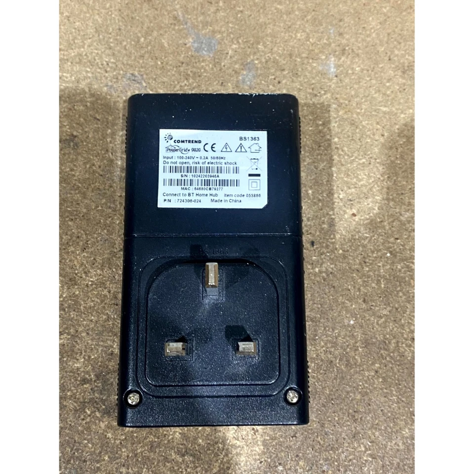 Comtrend Powergrid 9020 Powerline Adapter Black Ethernet LED Indicators UK Plug - Image 3 of 4