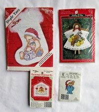Lot of 4 Christmas Theme Ornament Counted Cross Stitch Kits Three Factory Sealed
