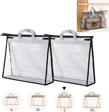 2 Pcs Dust Bags for Handbags Clear Purse Storage Hanging Bag Protector, Large