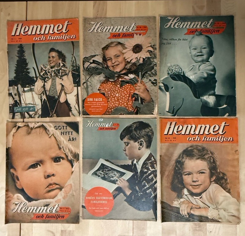 Lot of 19 Hemmet och familjen 1948-1950s Swedish Illustrated Magazine.