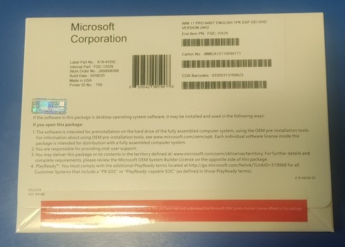 Microsoft Windows 11 Pro Usb Sealed (With USB Installer and Product Key Card to Activate