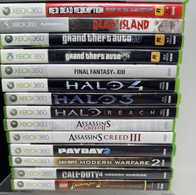 Microsoft Xbox 360 S Slim 250GB Console Bundle w/ 1 Controllers & 23 Games Lot