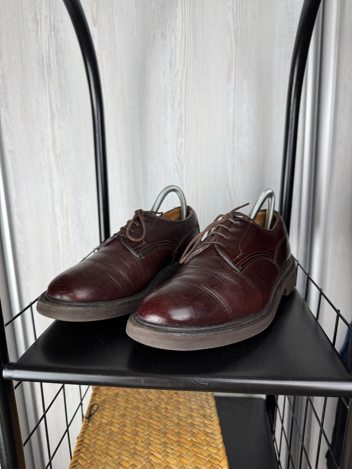 Tricker’s Burgundy Brown Woodstock Derby Kudu Leather Shoes image 7