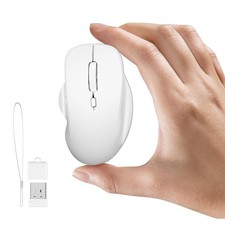 White Mini Wireless Bluetooth Mouse Rechargeable 2.4Ghz USB Type C For Laptop