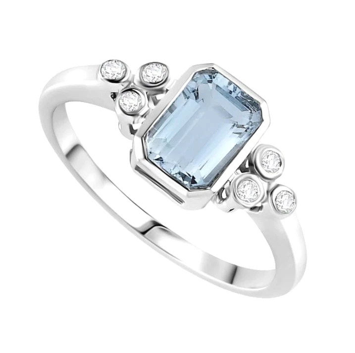 1.02 Karat Natürlich Aquamarin & Diamanten Solitaire Verlobungsring 14k Weiß - Bild 2 von 4