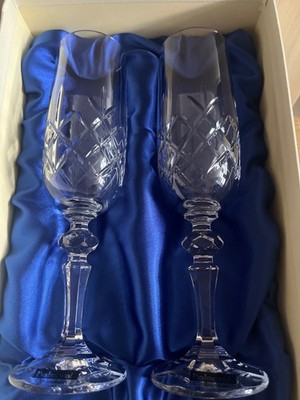 2x Edinburgh International Crystal Balmoral Sektflöten, 21,5 cm, verpackt