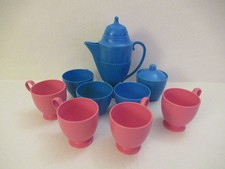 Vintage Miniature Toy Children's Tea Set 10-Piece Set  Plastic 