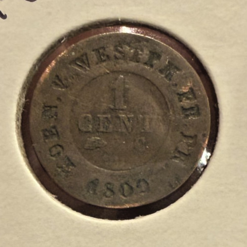 1809-C Westphalia 1 Centime Coin