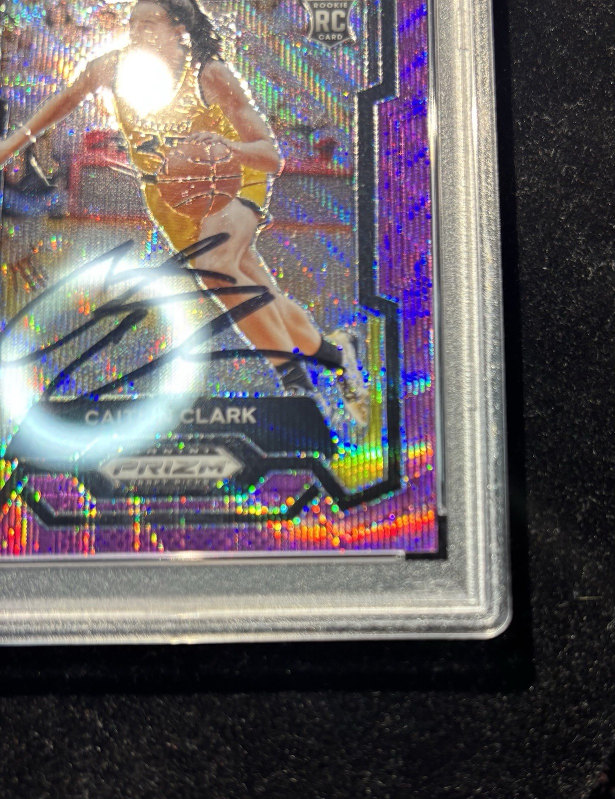 2024 Panini Prizm Draft Picks Caitlin Clark On Card Auto Purple Variation Iowa view 4