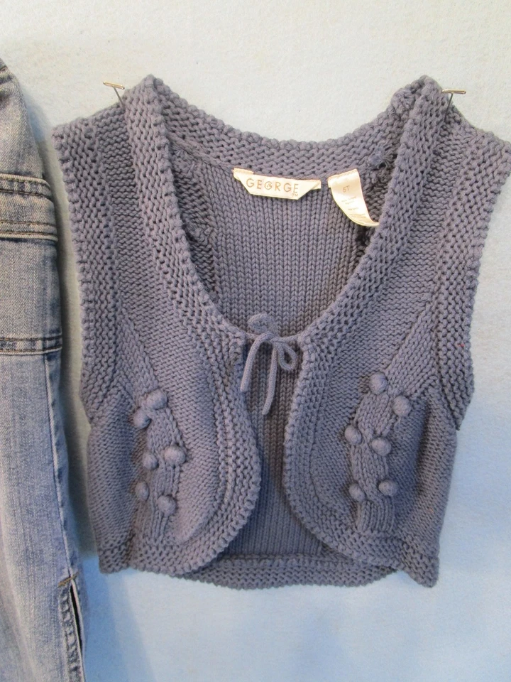 Niña TALLA 5 Azul Suéter CHALECO Denim MAXI FALDA George & Copper Key niño pequeño Foto 3 de 4