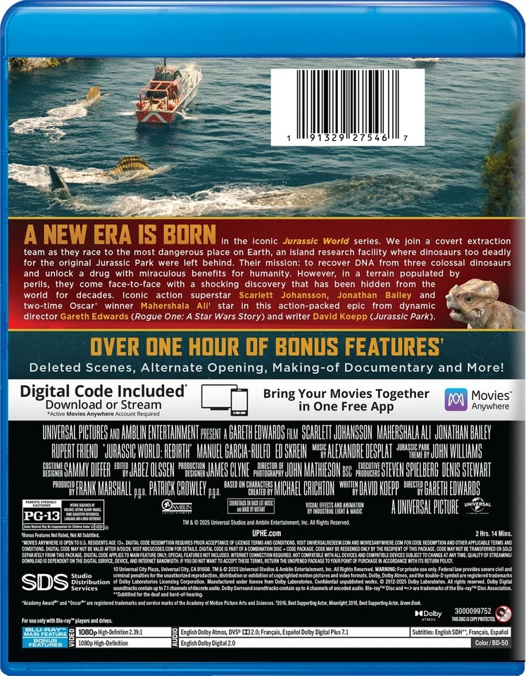 Jurassic World: Rebirth [Blu-ray + Digital, 2025] w/Bonus Features + Brand NEW! - Image 2 of 4