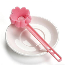 Pink Flower Shape Sponge Cup Brush, Plastic Handle Cleaning Brush, Multifunction