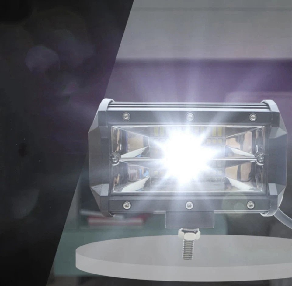 Coppia Fari 72 Watt Lampada Da Lavoro Faretto Auto Barca Camion 12/24v Smd 6000k - Immagine 2 di 4