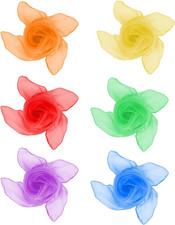 Play Silks 6P, 24 X 24 Inch Juggling Scarves for Kids Play, Unisex 6 Colors Squa