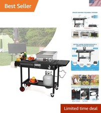 Supporto Grill Pieghevole Resistente con Ampio Ripostiglio per Cucinare da Esterno