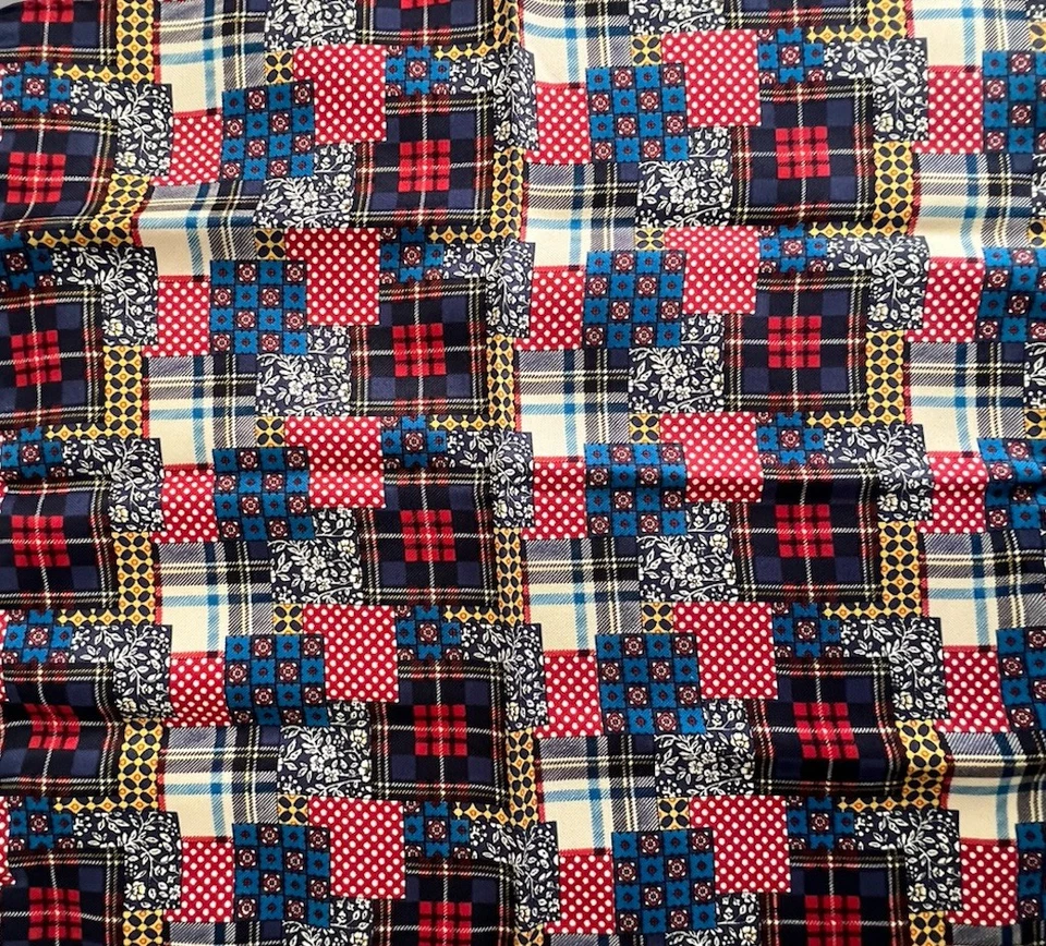 Cuadrado de bolsillo vintage Altea estampado con retazos 100 % seda 17”x17” hecho a mano en Italia Foto 3 de 4