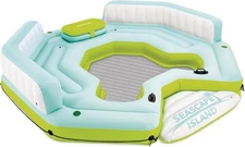 (Open Box)Seascape Island Inflatable Water Lounge w/ Built In Cooler & Backrests