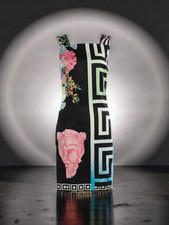 Vintage Gianni Versace Couture S/S 1992 Greek Key Floral Shift Dress IT40 US4