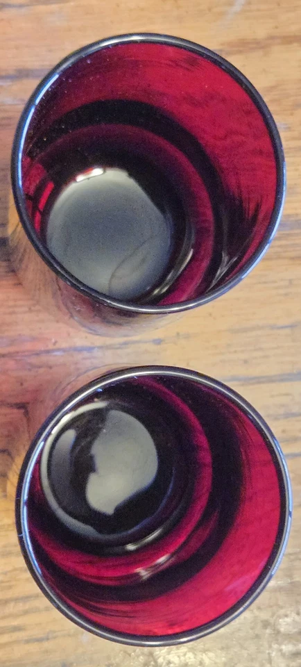 Vintage Anchor Hocking Royal Ruby Red Juice Glasses Roly Poly, 4" Set of 2, MCM - Image 3 of 4
