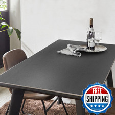 Dark Gray Plastic Table Protector Cover Pad, 1.5mm Thick Waterproof Leather-Look