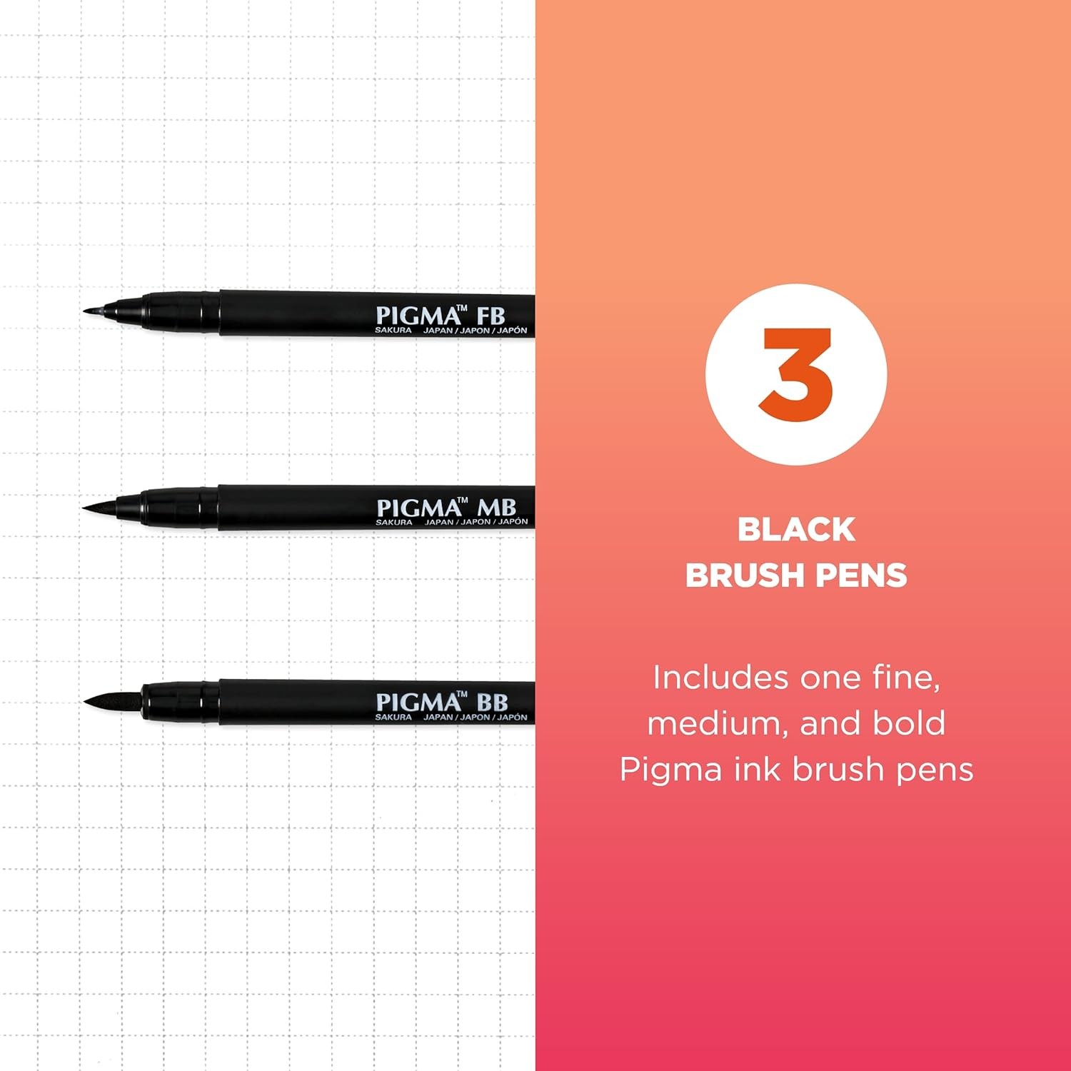 SAKURA Pigma Professional Brush Pens - Archival Black Ink Pens - Pens for Letter