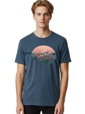Brain-Being-Siphoned Mens Graphic Tee, 100% Cotton, Casual Summer Wear