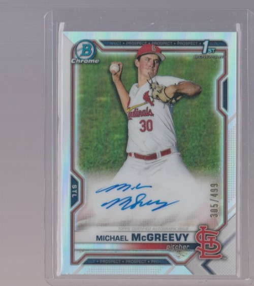 MICHAEL MCGREEVY 2021 BOWMAN CHROME DRAFT 1ST REFRACTOR AUTO /499